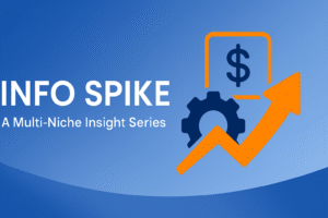 Flat-style digital banner for InfoSpike article on Living Smarter intersecting productivity, tech, finance, and culture.